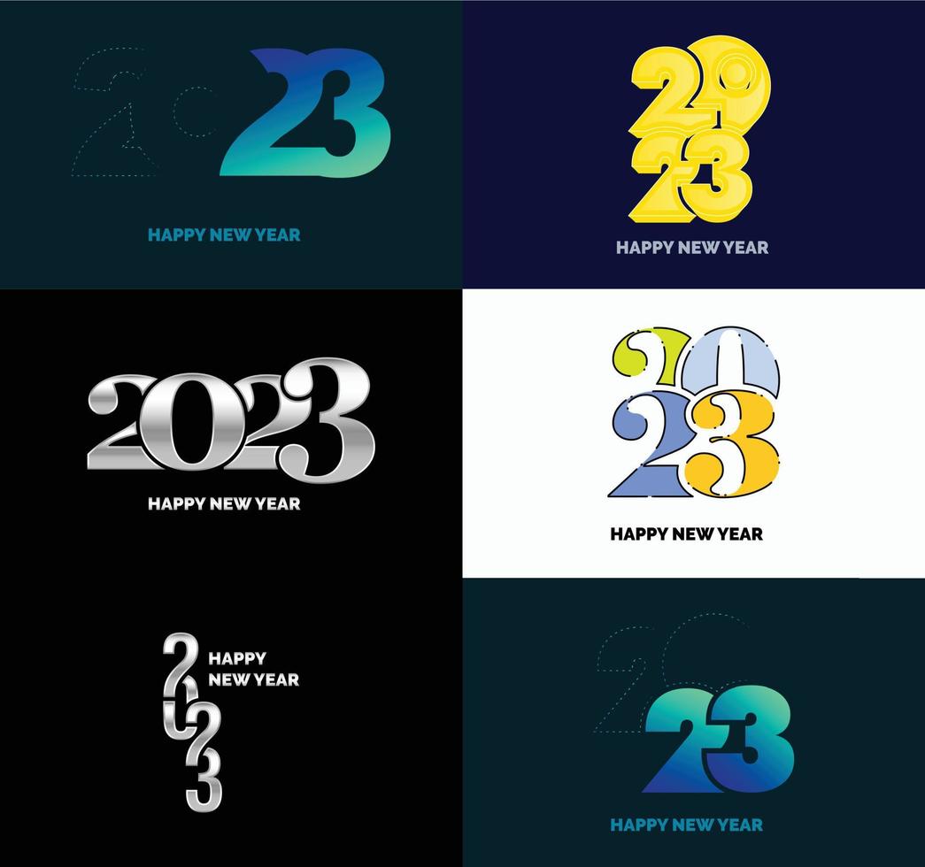 grande conjunto de design de texto de logotipo de feliz ano novo de 2023 modelo de design de número de 2023 vetor