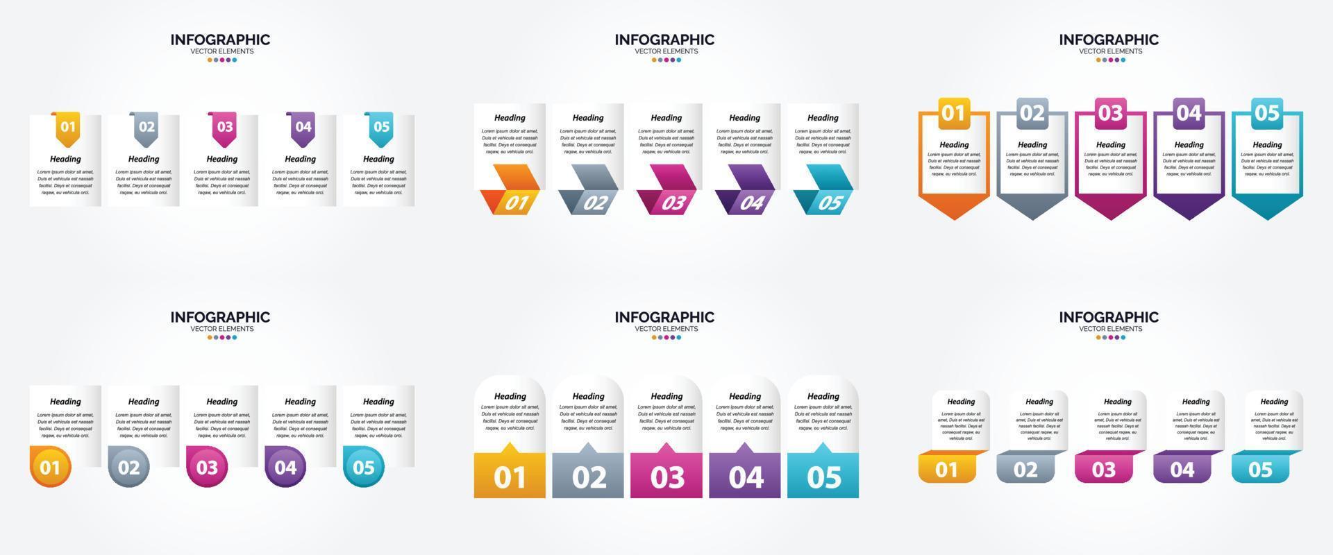 conjunto de design plano de infográficos de ilustração vetorial para folheto publicitário e revista vetor