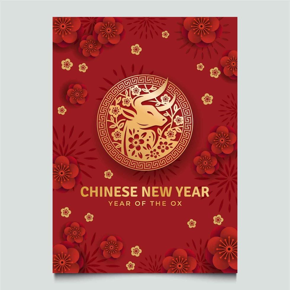 pôster do boi dourado do ano novo chinês vetor