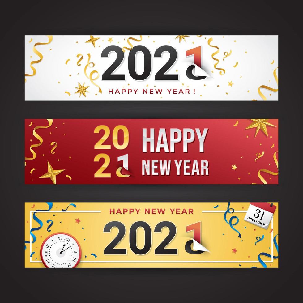 banner colorido feliz ano novo 2021 vetor