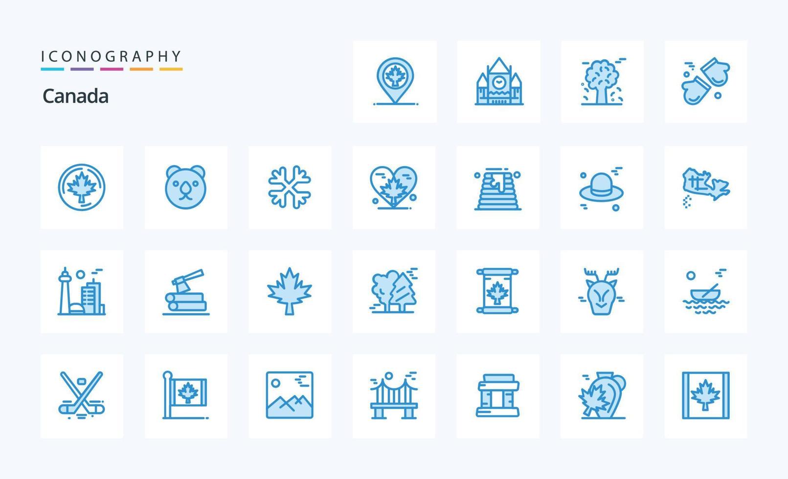 25 pacote de ícones azuis do Canadá vetor