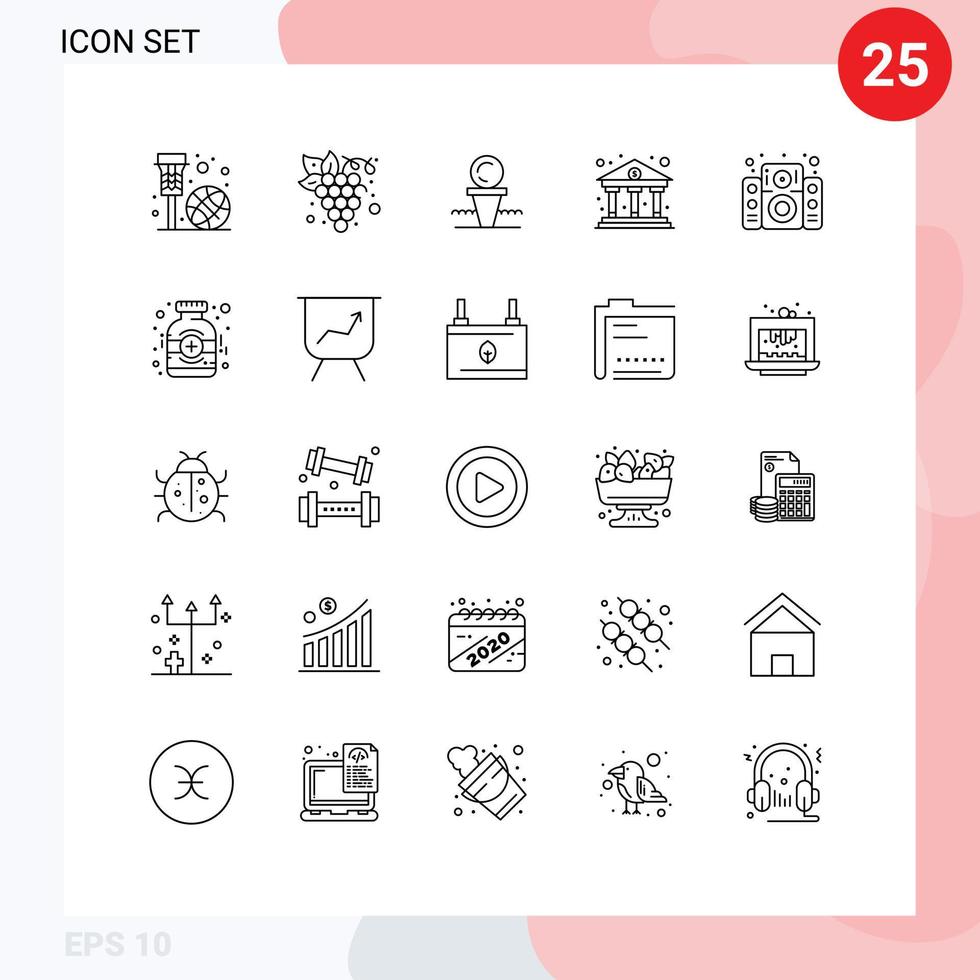 conjunto de pacote de 25 linhas comerciais para banco orgânico de negócios financeiros atinge elementos de design vetorial editável vetor