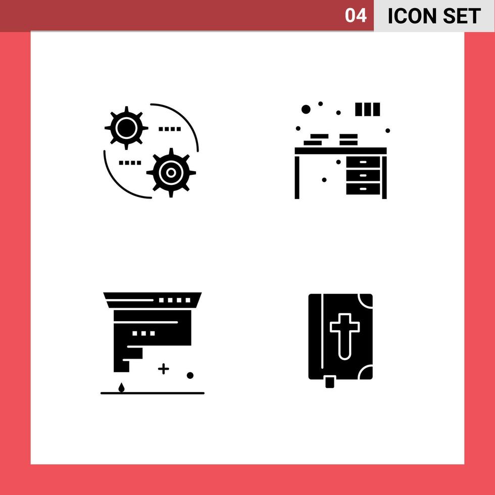 conjunto de 4 sinais de símbolos de ícones de interface do usuário modernos para design de livro de configuração de cartucho de controle elementos de design de vetores editáveis