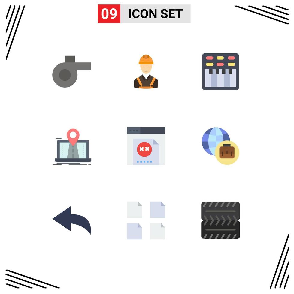conjunto de 9 sinais de símbolos de ícones de interface do usuário modernos para programação de rota de filme gps mapa editável elementos de design vetorial vetor