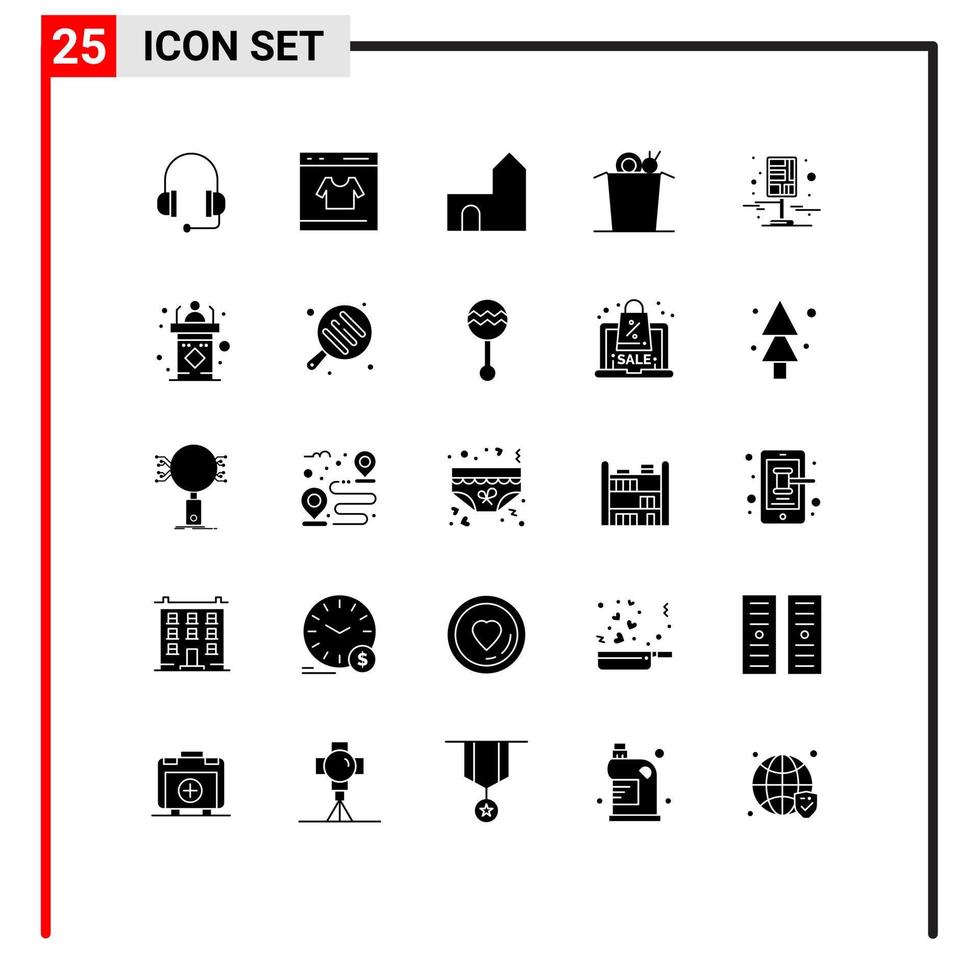 pacote de ícones vetoriais de estoque de 25 sinais e símbolos de linha para copo de destino, comida de castelo, elementos de design de vetores editáveis medievais