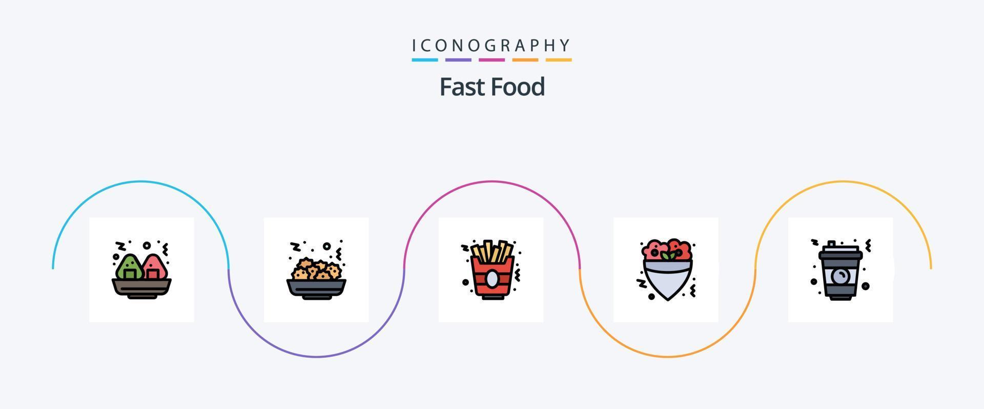 linha de fast food cheia de 5 ícones planos, incluindo . Comida. velozes. comida rápida. soda vetor