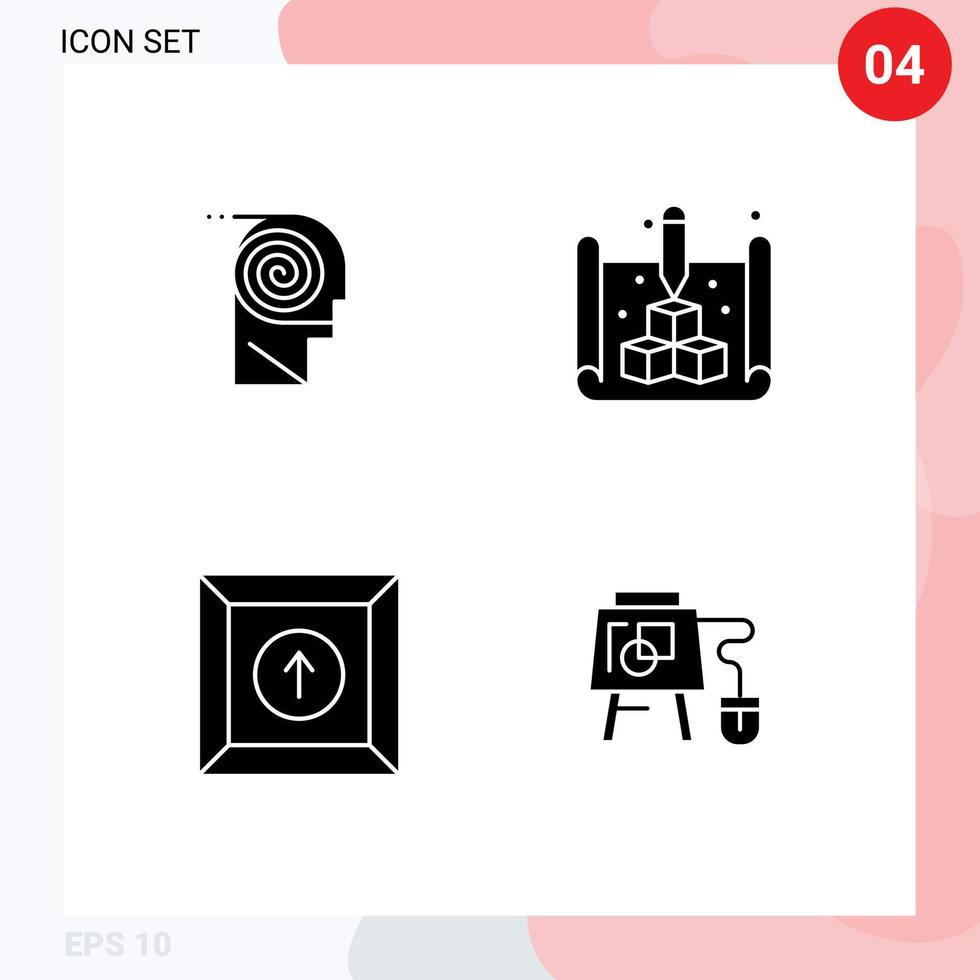 grupo de 4 glifos sólidos modernos definidos para melhor projeto de aprendizado de caixa carregar elementos de design vetorial editáveis vetor