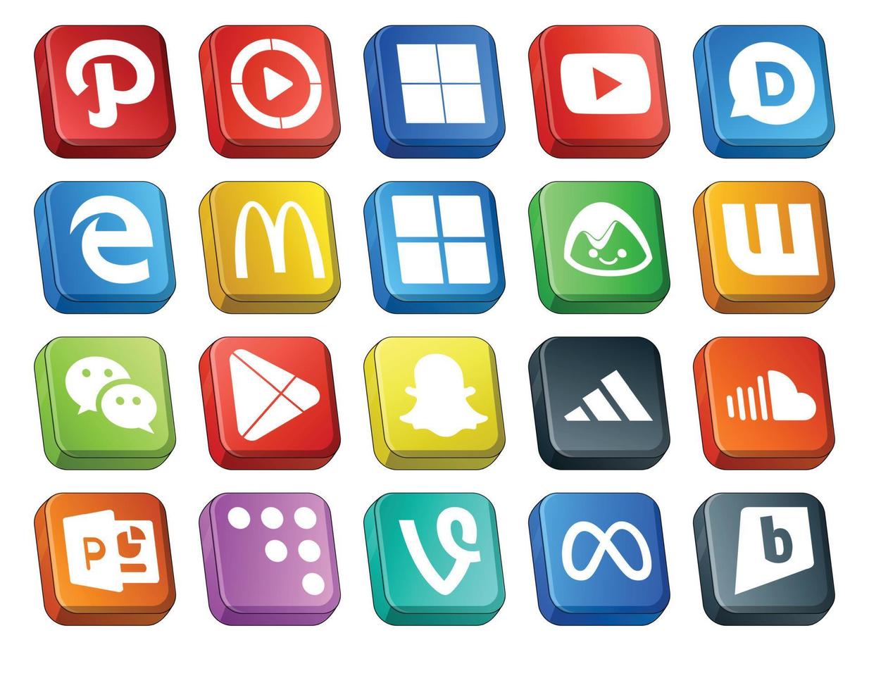 20 pacotes de ícones de mídia social, incluindo adidas apps mcdonalds google play wechat vetor