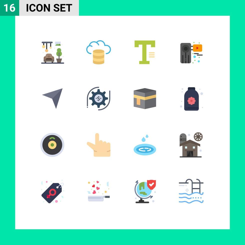 pacote de ícones de vetores de estoque de 16 sinais e símbolos de linha para mapa de marcadores, pacote editável de vídeo de filme de elementos de design de vetores criativos