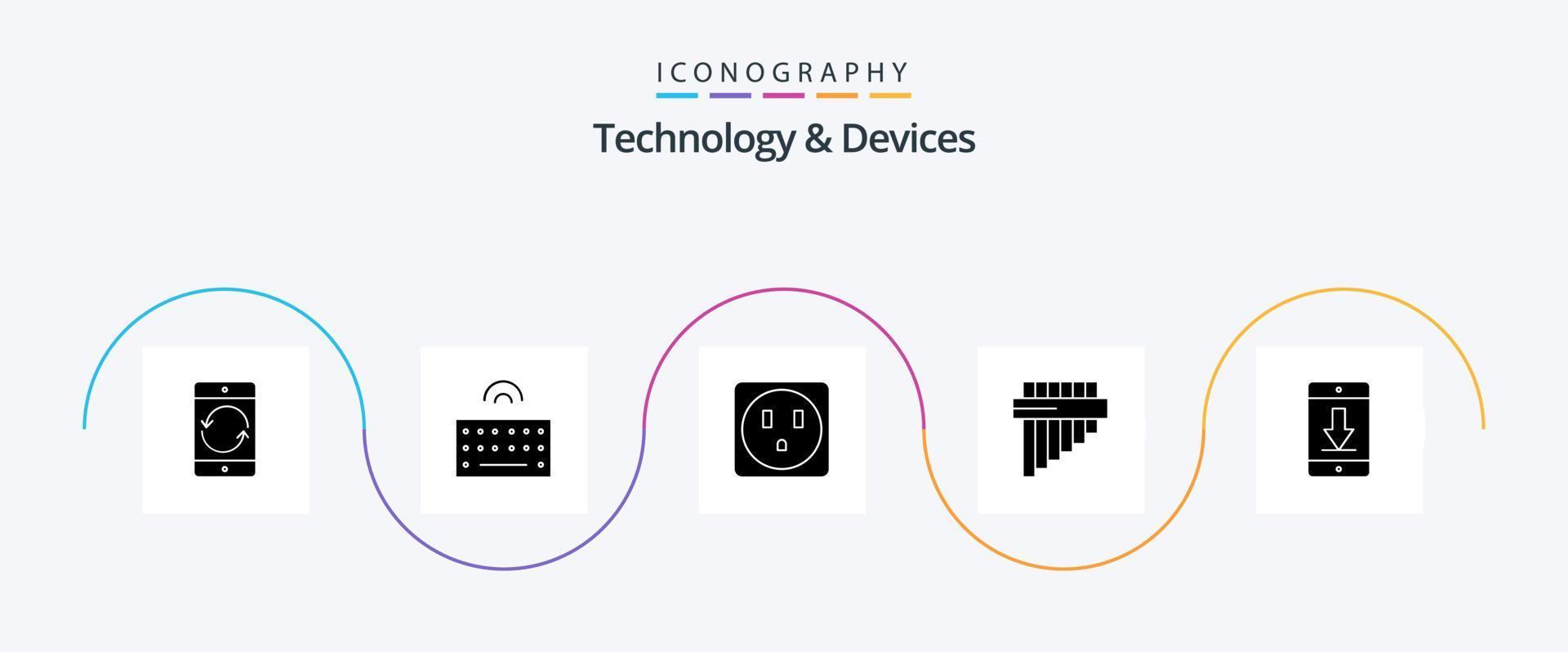 pacote de ícones de glifo 5 de dispositivos, incluindo download. dispositivo. sem fio. celular. instrumento vetor