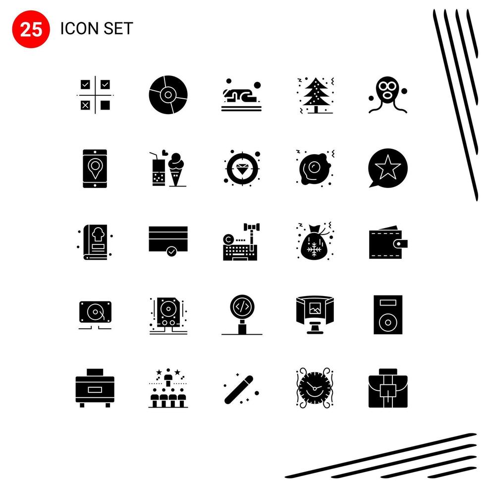 conjunto de 25 sinais de símbolos de ícones de interface do usuário modernos para feriados produtos de natal ramadan namaz elementos de design de vetores editáveis