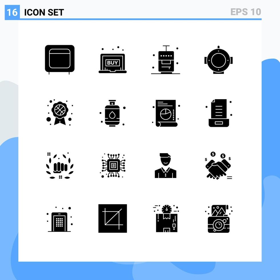conjunto moderno de 16 glifos sólidos pictograma de distintivo marinho eshop venda leme férias elementos de design de vetores editáveis