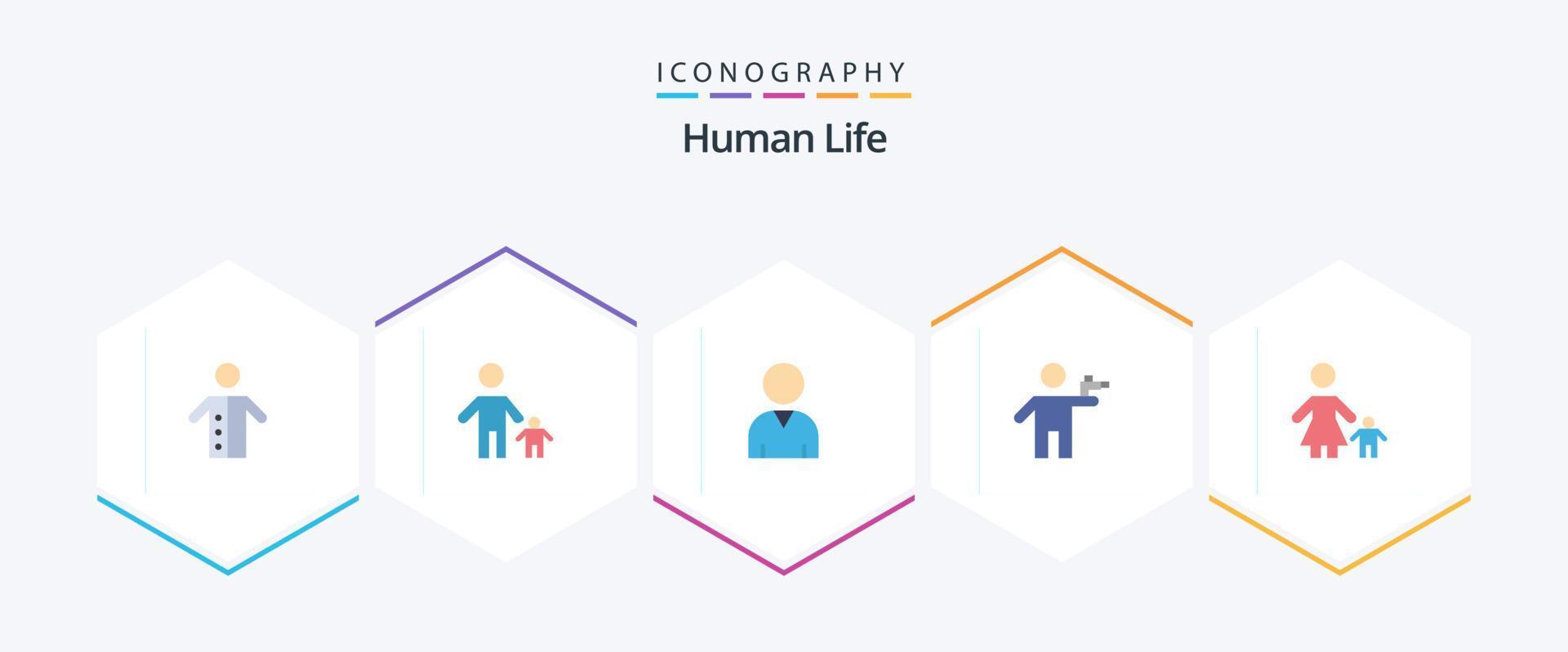 pacote de ícones planos 25 humanos, incluindo criança. assassino. pai. artilheiro. arma de fogo vetor