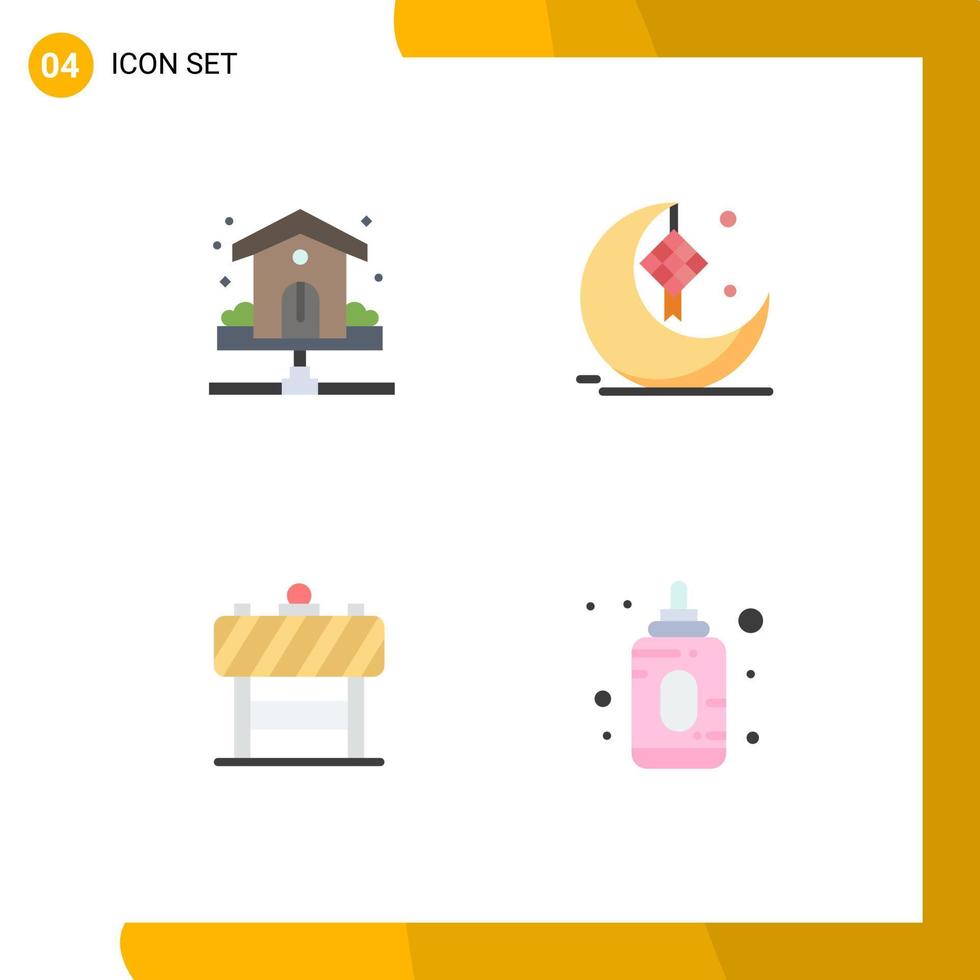 4 ícones planos universais definidos para aplicativos da web e móveis casa eid encanamento cresent board elementos de design de vetores editáveis