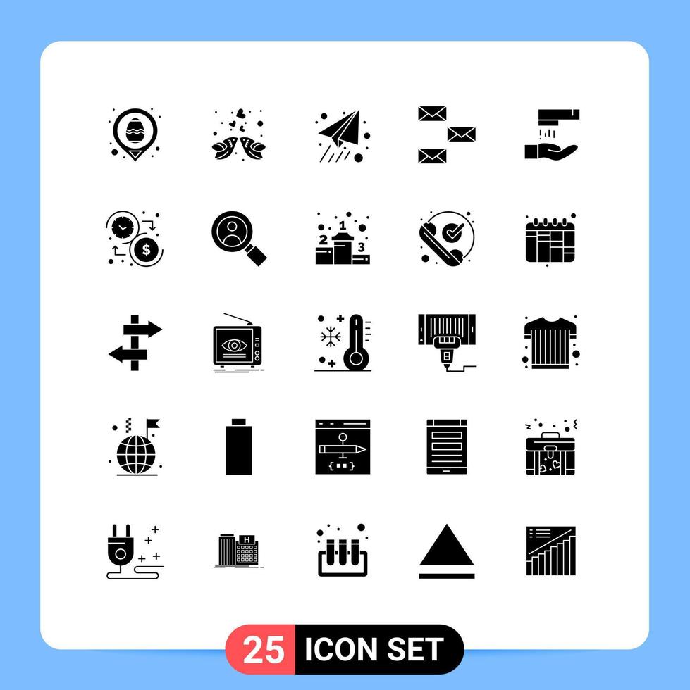 25 conceito de glifo sólido para sites móveis e aplicativos lavagem à mão e-mail romântico entre em contato conosco de volta elementos de design de vetores editáveis