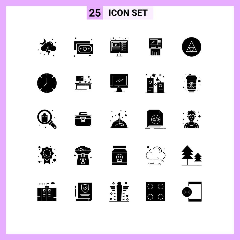25 ícones criativos sinais e símbolos modernos de dispensador de máquina web cashpoint bankomat elementos de design de vetores editáveis