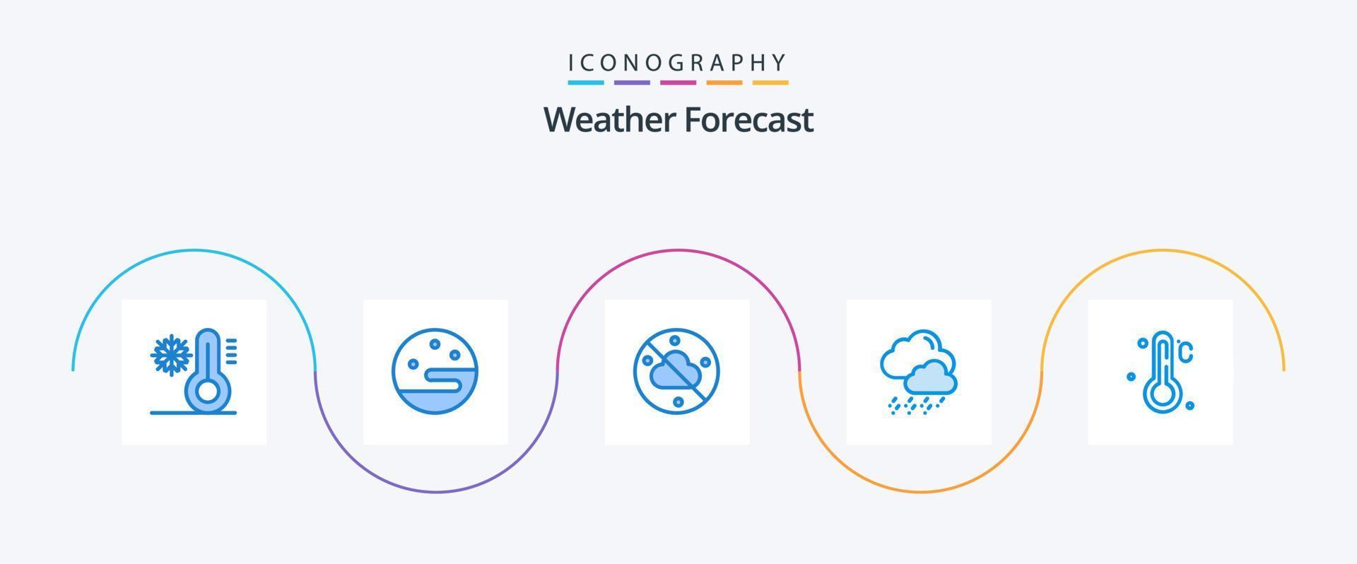 pacote de ícones do tempo azul 5, incluindo . clima. céu. termômetro. nuvem vetor