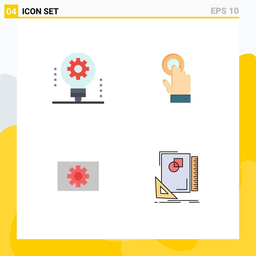 pacote de ícones vetoriais de estoque de 4 sinais e símbolos de linha para configuração de tela sensível ao toque de lâmpada de computador ai elementos de design de vetores editáveis