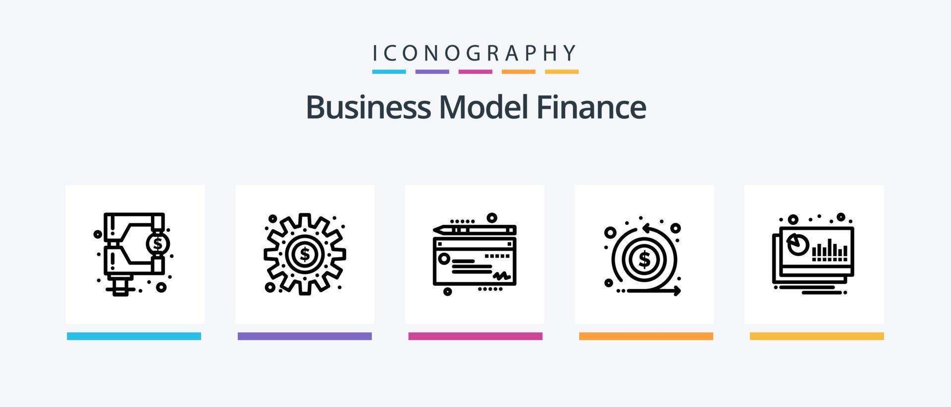 pacote de ícones da linha 5 das finanças, incluindo previsão. financeiro. risco. gráfico. potência. design de ícones criativos vetor