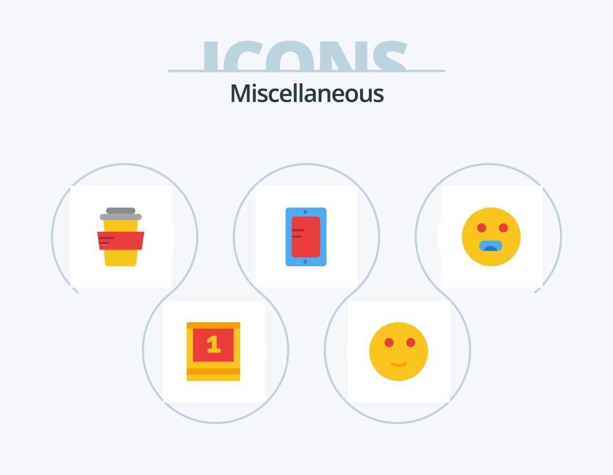 diversos ícones planos pack 5 design de ícones. com fome. emojis. vidro. escola. on-line vetor