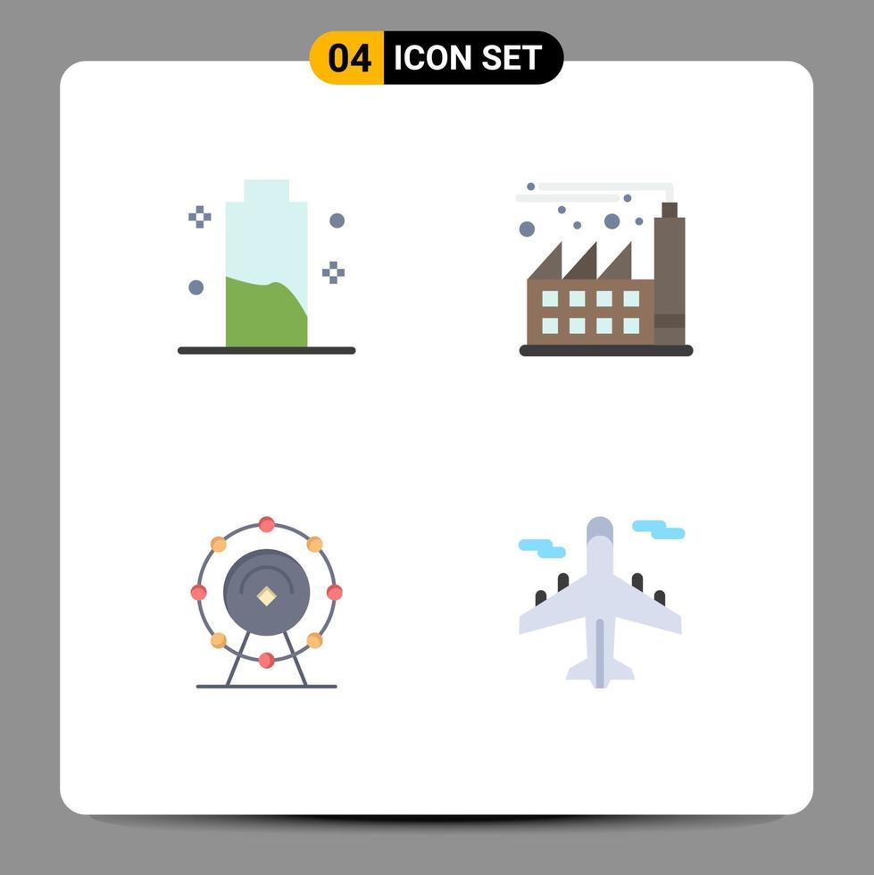 4 ícones planos universais assinam símbolos de elementos de design de vetores editáveis de hotel de fábrica de energia wifi de bateria