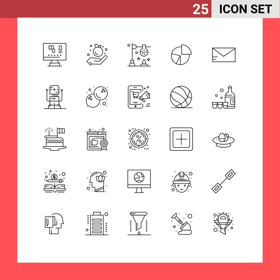 pacote de linha vetorial editável de 25 linhas simples de estatísticas, gráfico, química, finanças, negócios, elementos de design vetorial editável vetor