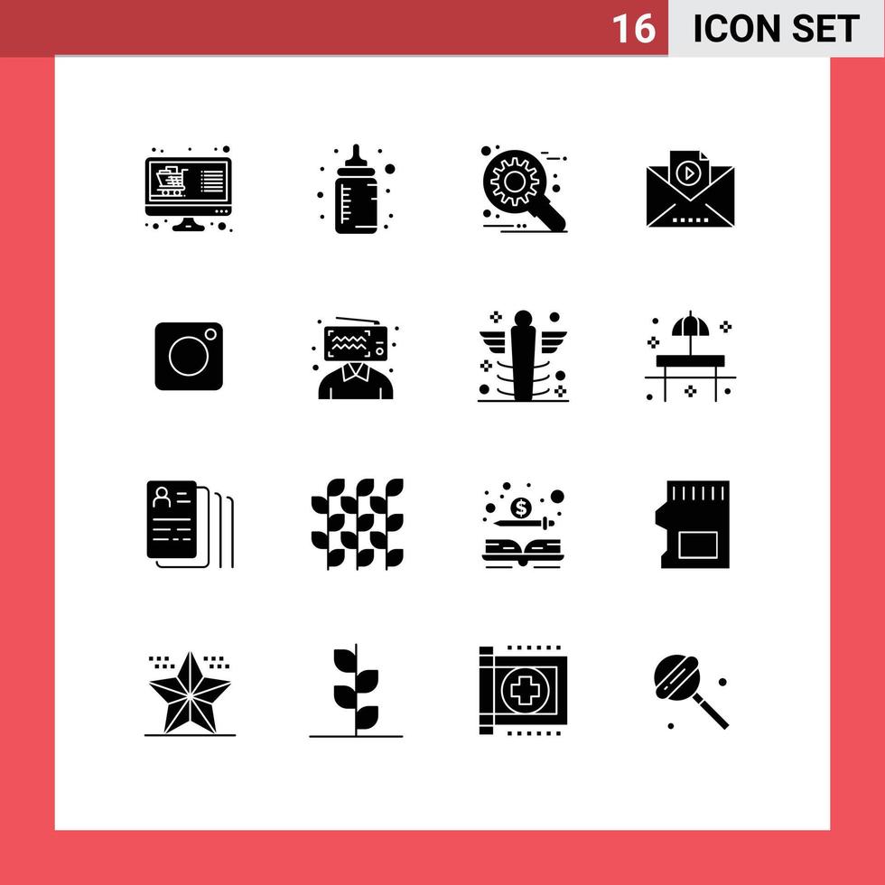 16 glifos sólidos vetoriais temáticos e símbolos editáveis do instagram vide marketing de bebidas, configuração de elementos editáveis de design vetorial vetor