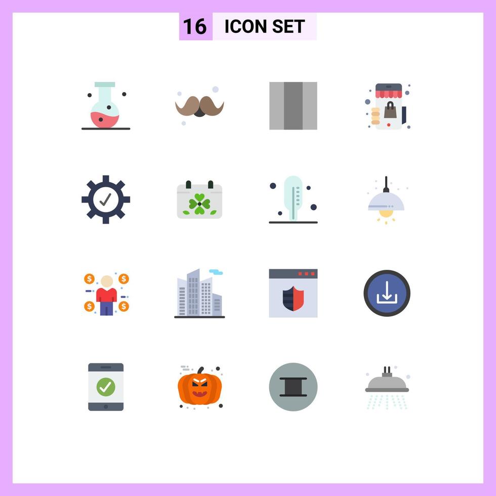 Conceito de 16 cores planas para sites móveis e aplicativos, compras de segurança, mercado de compras do dia dos pais, pacote editável de elementos de design de vetores criativos