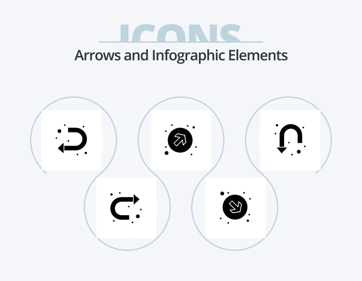 ícone de glifo de seta pack 5 design de ícone. sua vez. flecha. o sinal. para cima. Setas; flechas vetor