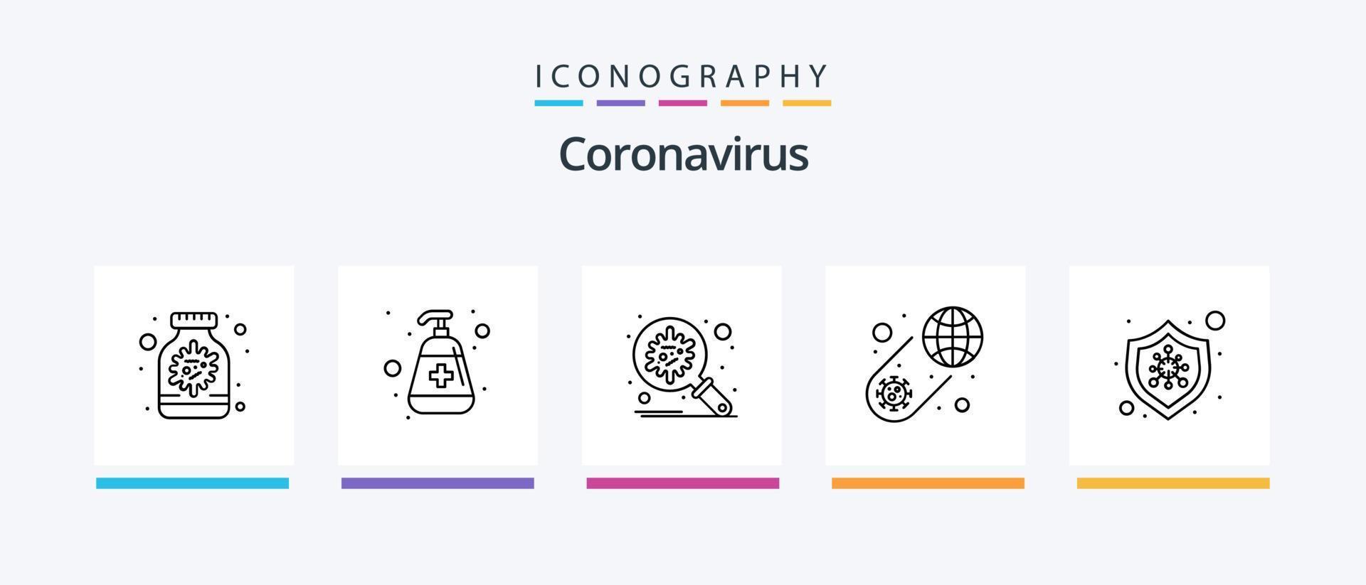 pacote de ícones da linha 5 do coronavírus, incluindo comida. doença. doença. bactérias. alerta. design de ícones criativos vetor