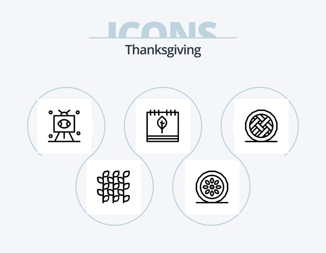 design de ícone do pacote de 5 ícones da linha de ação de graças. rúgbi. futebol americano. Ação de graças. torta de abóbora. feriado vetor
