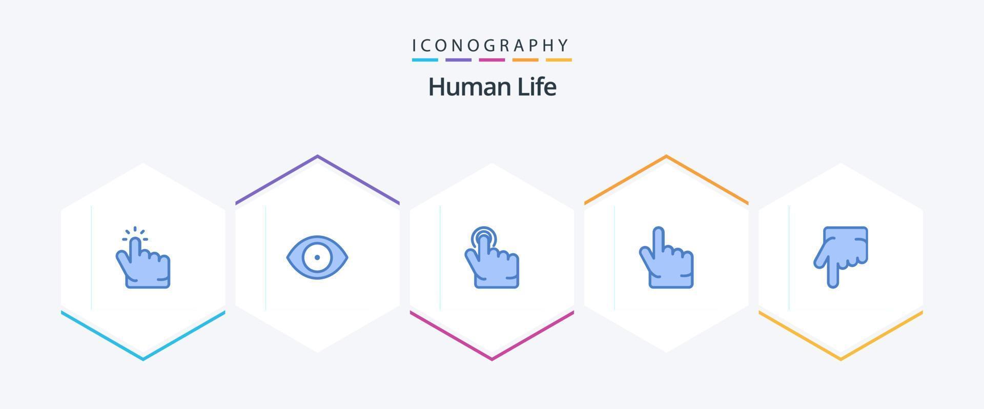 pacote de ícones humanos 25 azuis, incluindo . clique. . dedo indicador vetor