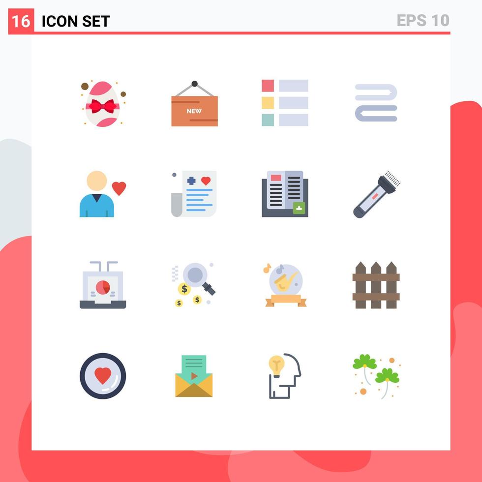 pacote de 16 sinais e símbolos modernos de cores planas para mídia impressa na web, como promoção de toalhas de amigos, layout de limpeza, pacote editável de elementos de design de vetores criativos
