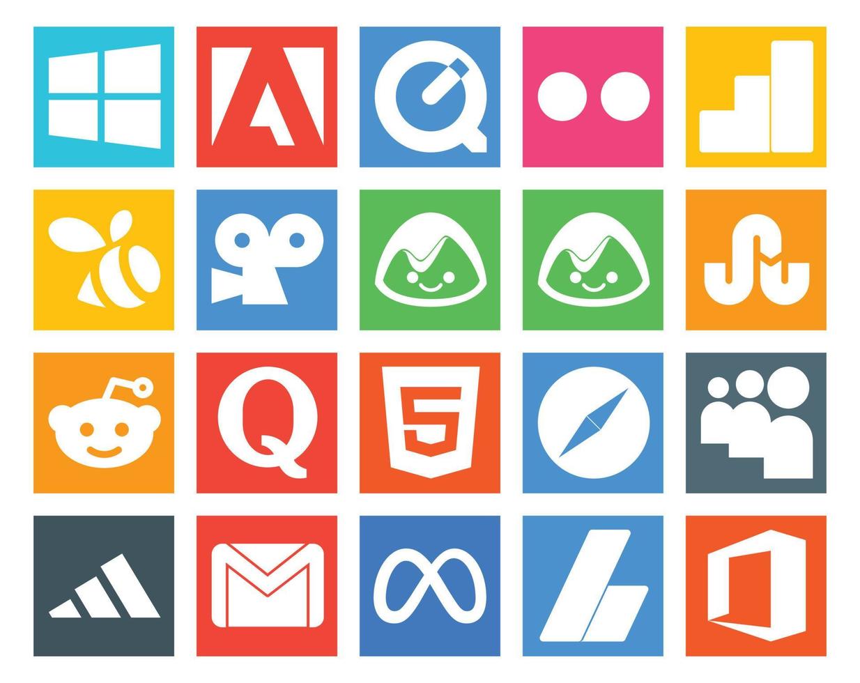 20 pacotes de ícones de mídia social, incluindo gmail, myspace, html do navegador vetor