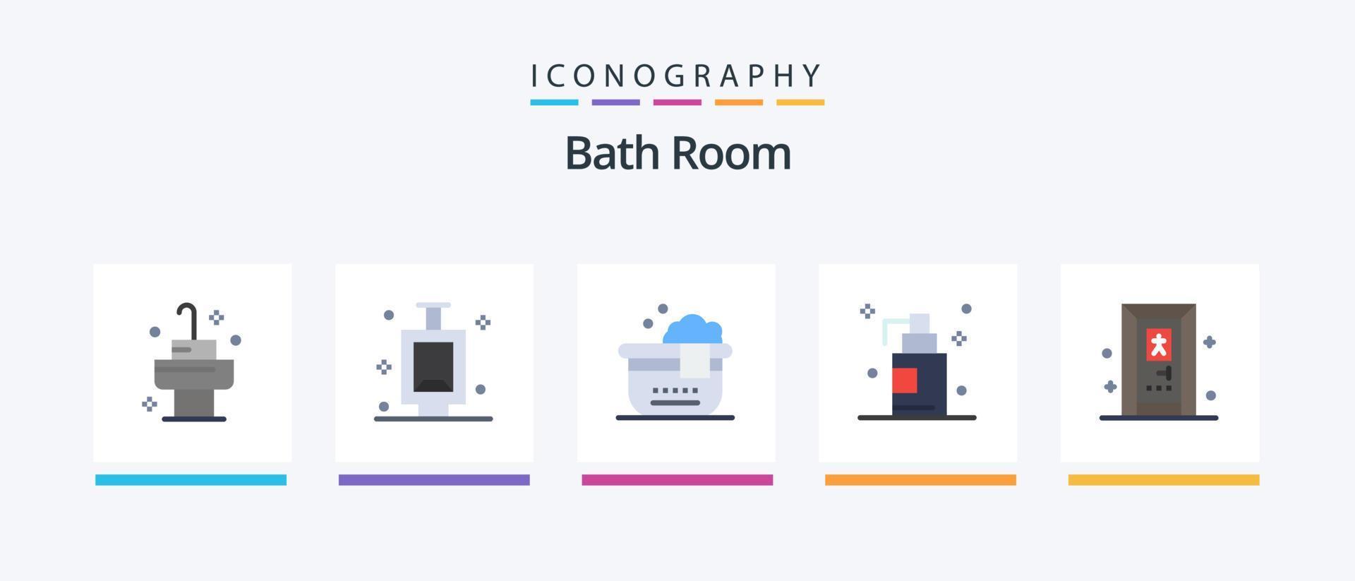 pacote de ícones de quarto de banho plano 5 incluindo . banheiro. banho. banheiro. design de ícones criativos vetor