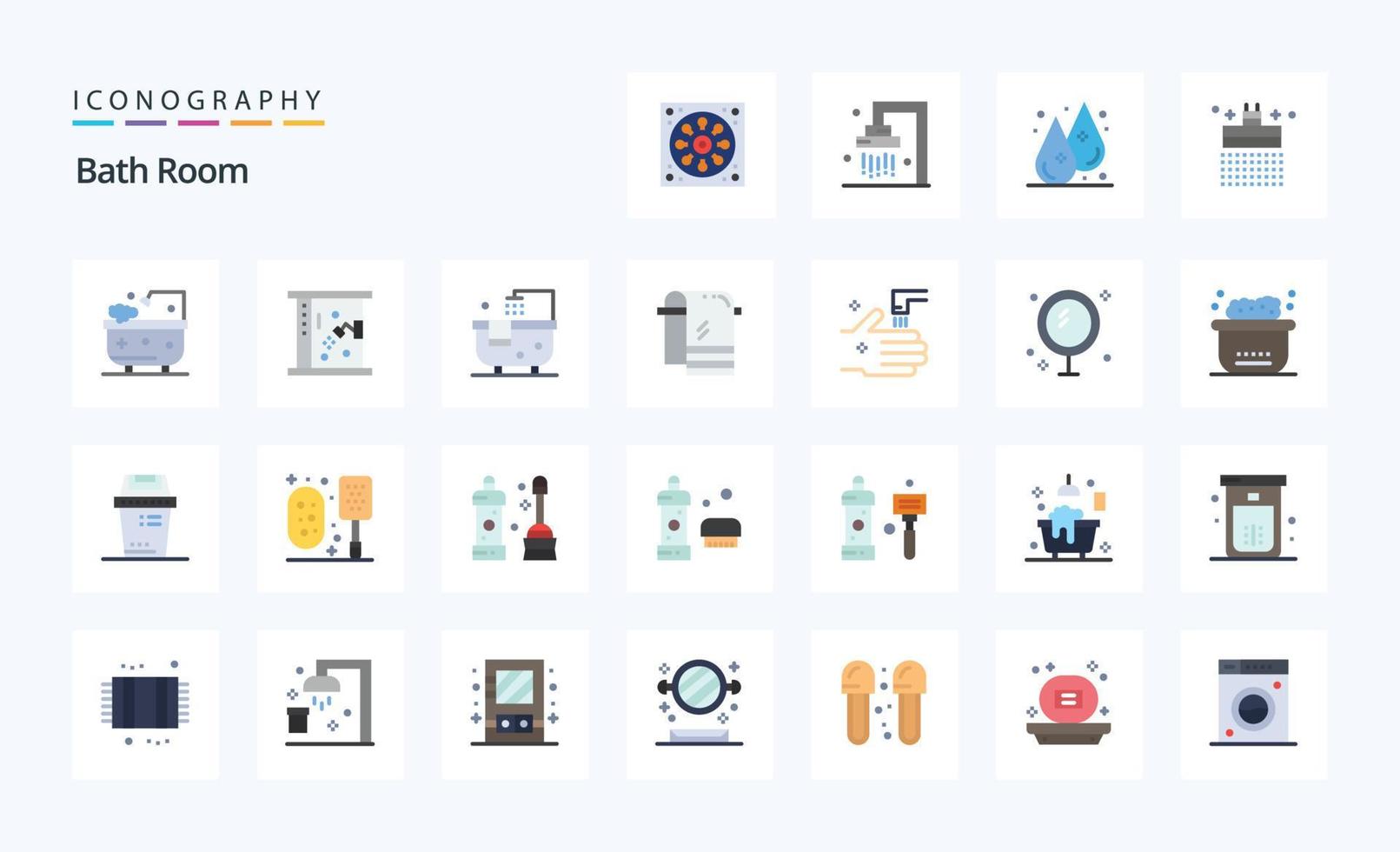 pacote de ícones de cores planas de 25 banheiros vetor