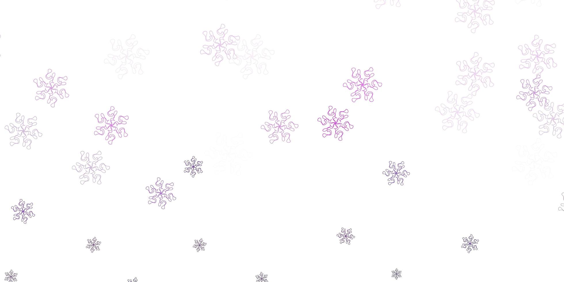 luz roxa vector doodle textura com flores.
