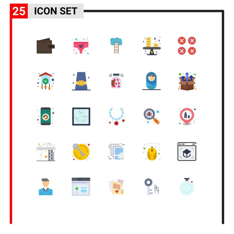 pacote de 25 sinais e símbolos modernos de cores planas para mídia impressa na web, como escadas de negócios, roupas íntimas, crescimento de escada, elementos de design vetorial editáveis vetor