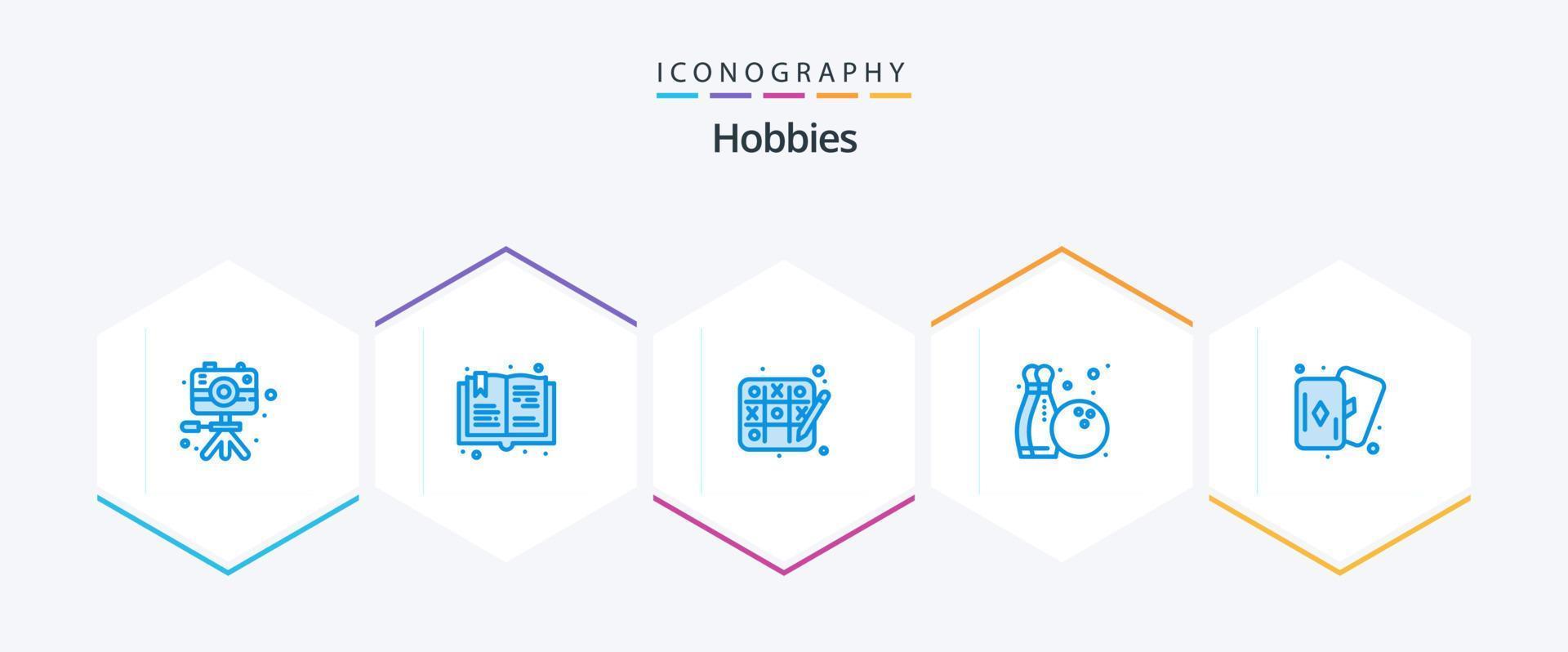Hobbies 25 pacote de ícones azul, incluindo . passatempo. jogo da velha. hobbies. hobbies vetor