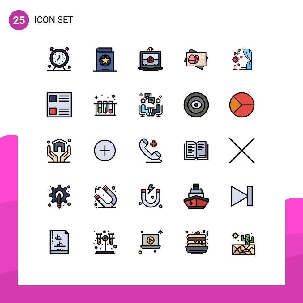 25 cores planas de linhas cheias de vetores temáticos e símbolos editáveis de feitiços de páscoa de arco elementos de design de vetores editáveis de cruz de ovo
