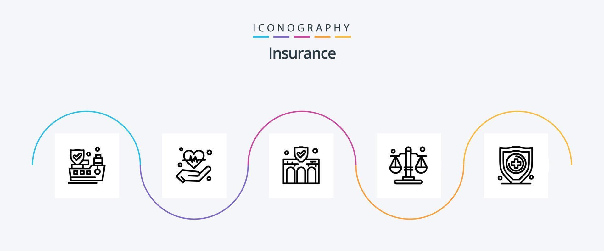 pacote de ícones da linha de seguros 5, incluindo segurança. seguro. o negócio. lei. Saldo vetor