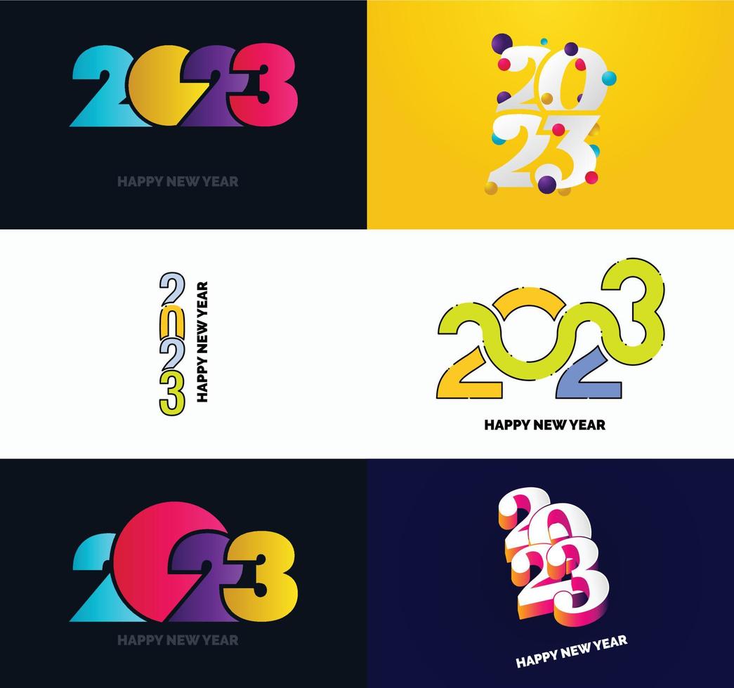 grande conjunto de design de texto de logotipo de feliz ano novo de 2023 modelo de design de número de 2023 vetor