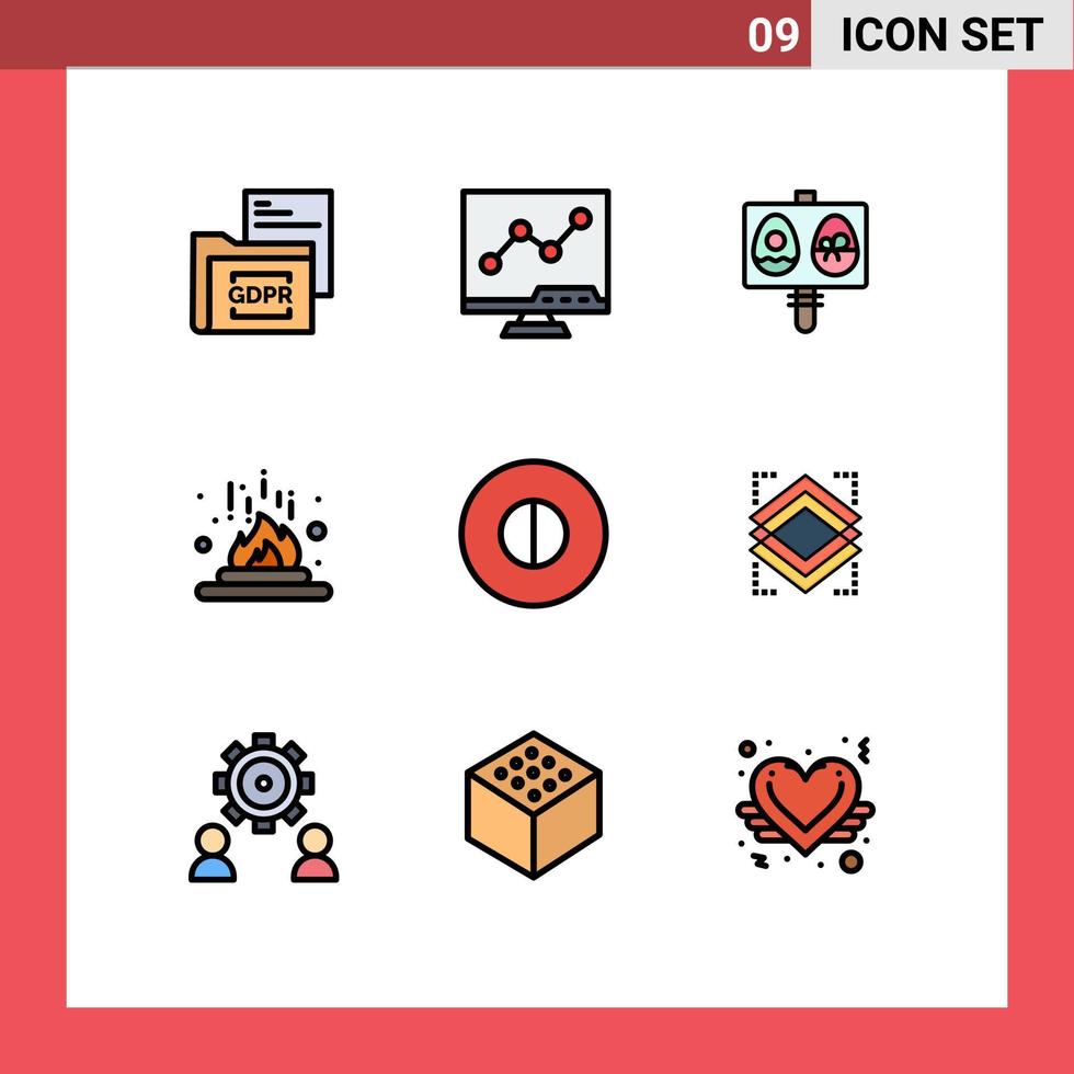 9 ícones criativos sinais modernos e símbolos de elementos de design de vetores editáveis de fogo de tela de calor de ciência