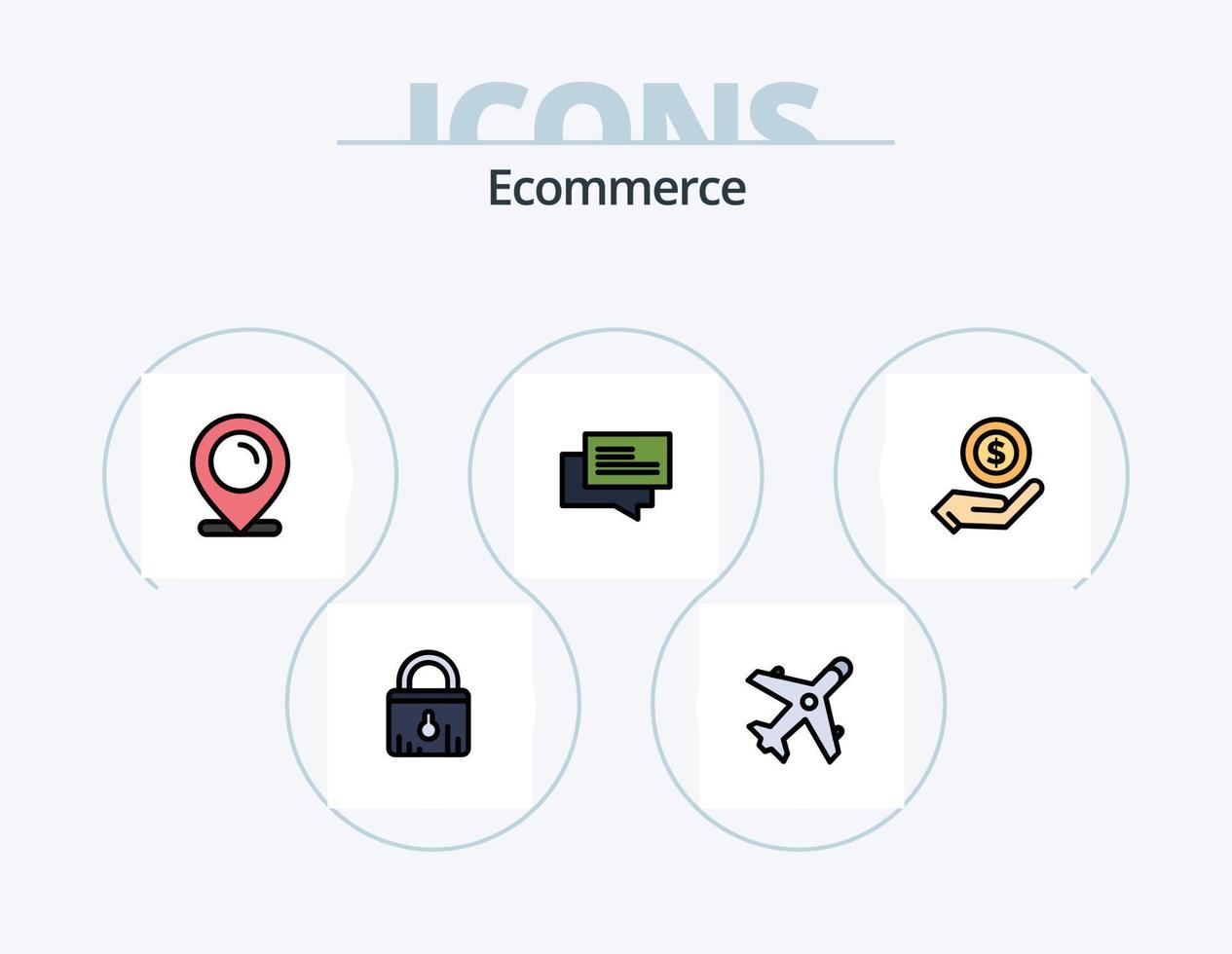 linha de comércio eletrônico cheia de ícones do pacote 5 design de ícones. on-line. comércio eletrônico. Shopping. Cartão de crédito. dólar vetor