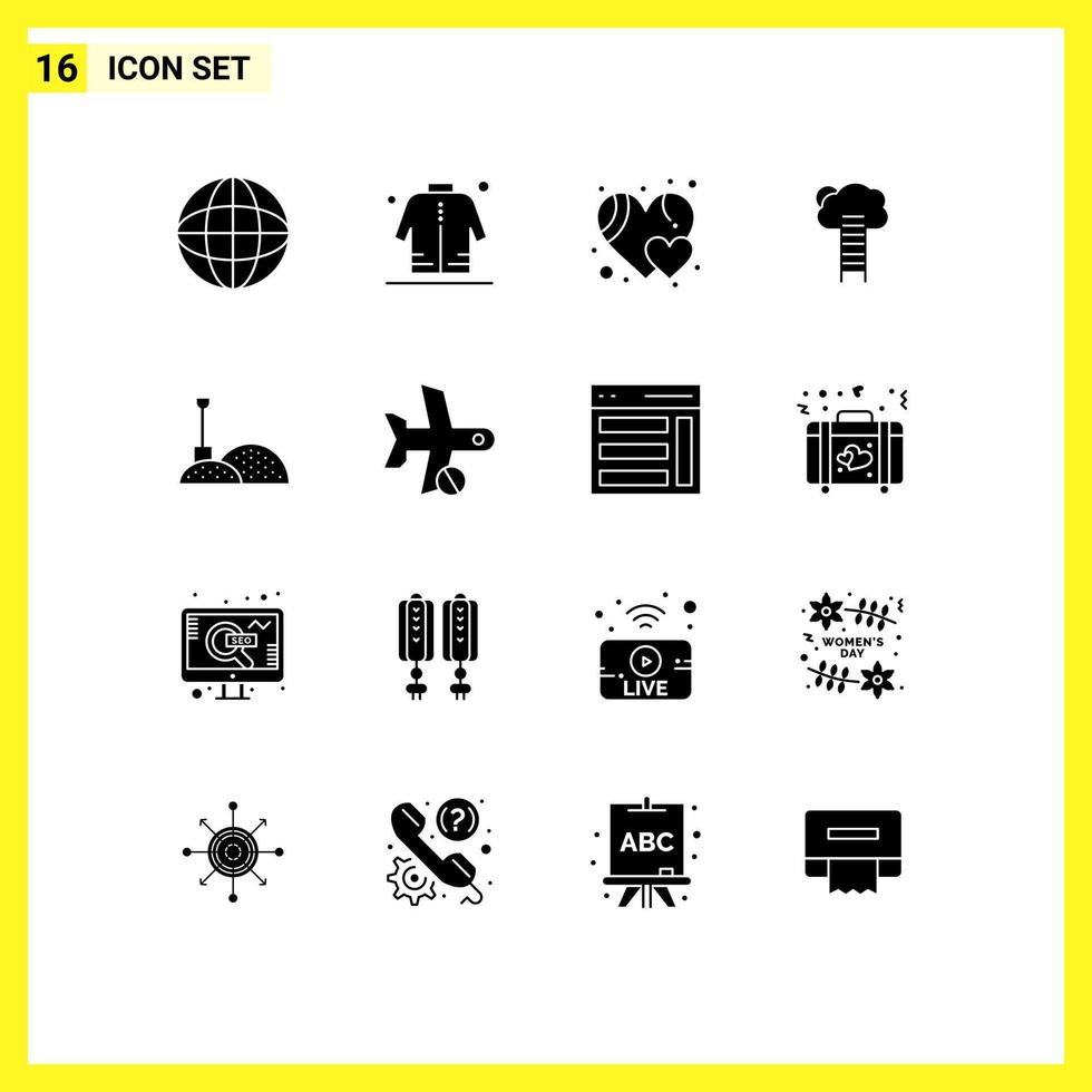 pacote de ícones vetoriais de estoque de 16 sinais e símbolos de linha para escadas céu crescimento favorito elementos de design de vetores editáveis