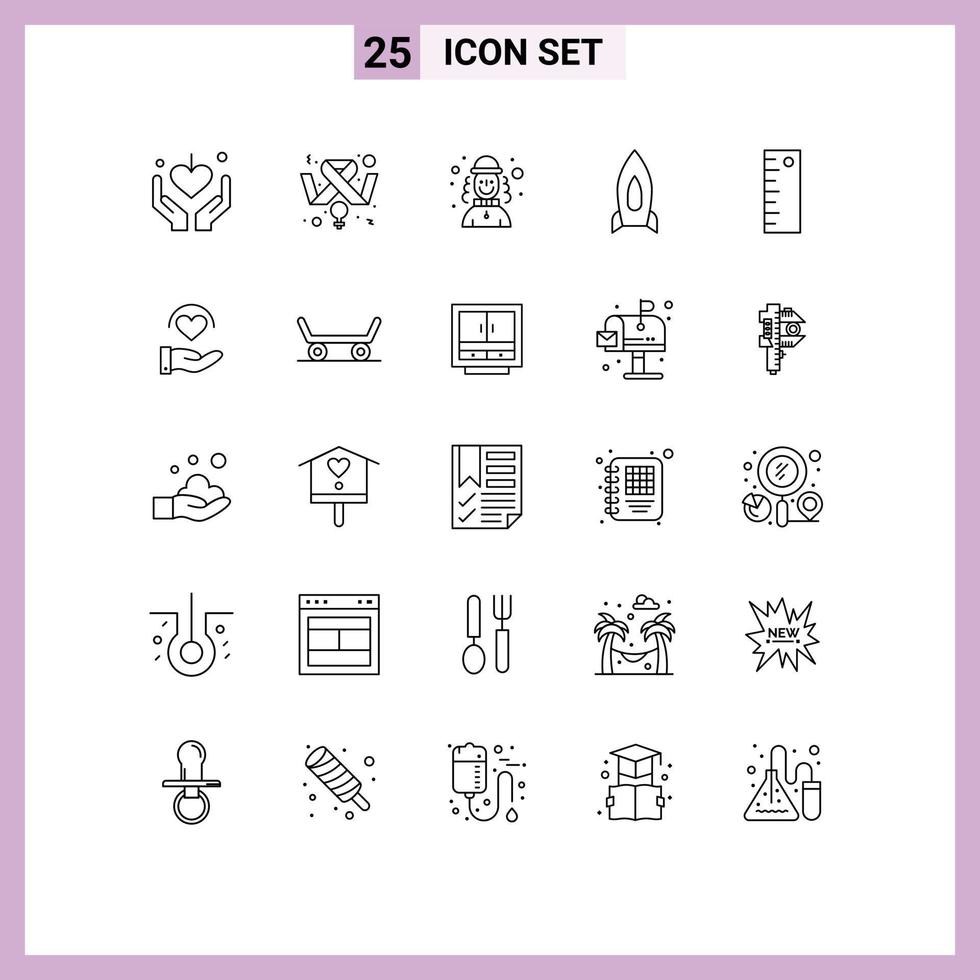 25 ícones criativos, sinais e símbolos modernos de design, inicialização, arlequim, aceleração, foguete, elementos de design vetoriais editáveis vetor