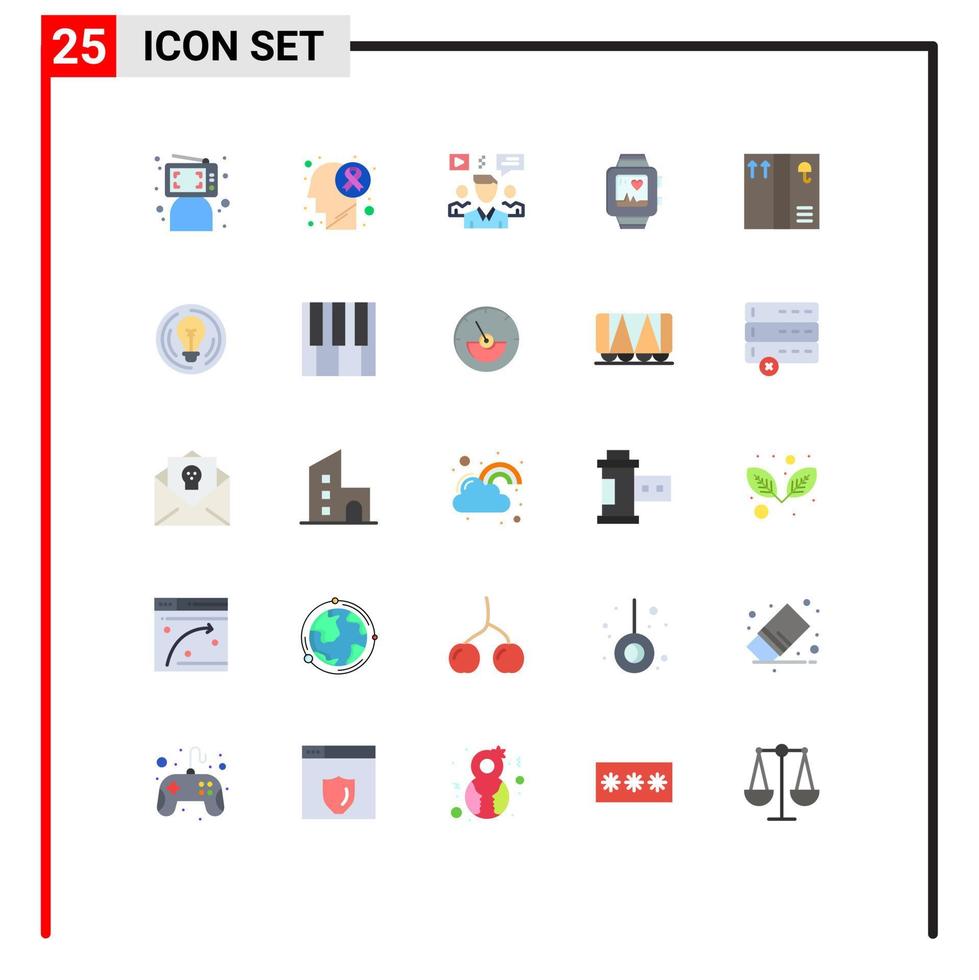 conjunto de 25 sinais de símbolos de ícones de interface do usuário modernos para doenças cardíacas, relógios de mão, vídeos editáveis, elementos de design vetorial vetor