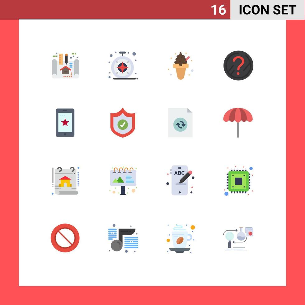 pacote de interface do usuário de 16 cores planas básicas de solução de comida móvel celular faq pacote editável de elementos de design de vetores criativos