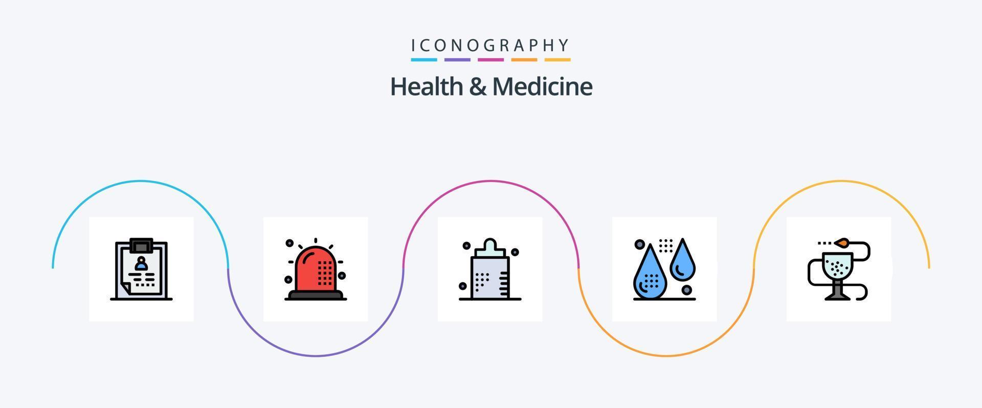 linha de saúde e medicina cheia de 5 ícones planos, incluindo gotas. sangue. Formato. Formato. doença vetor