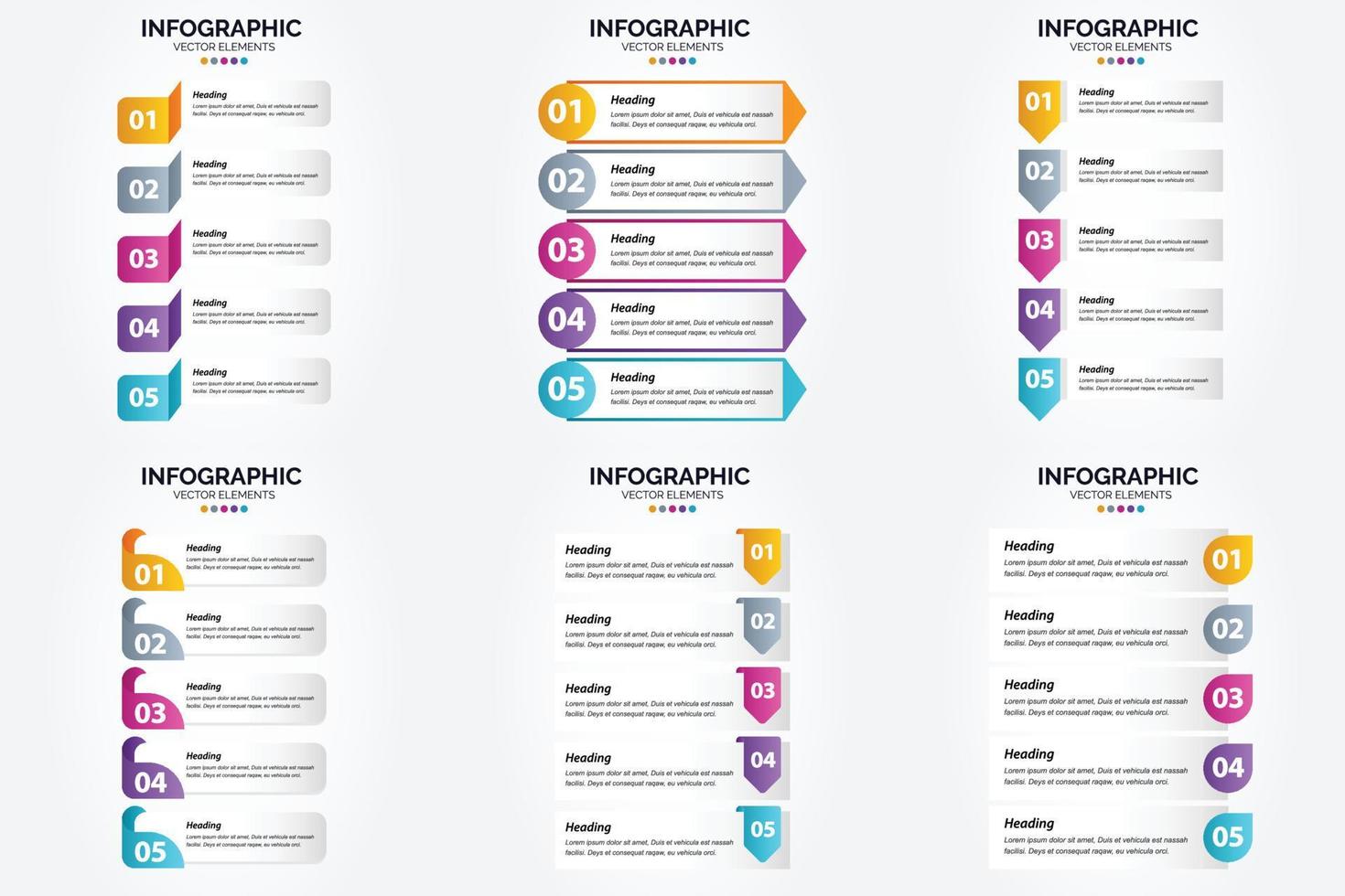 conjunto de design plano de infográficos de ilustração vetorial para folheto publicitário e revista vetor